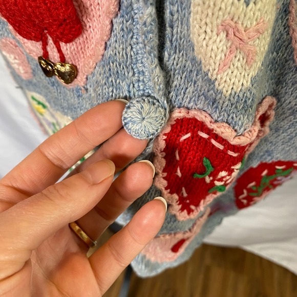 Vintage Eagle's Eye Heart Knit Sweater Vest Medium Valentines Cottage Grandma - Picture 8 of 13